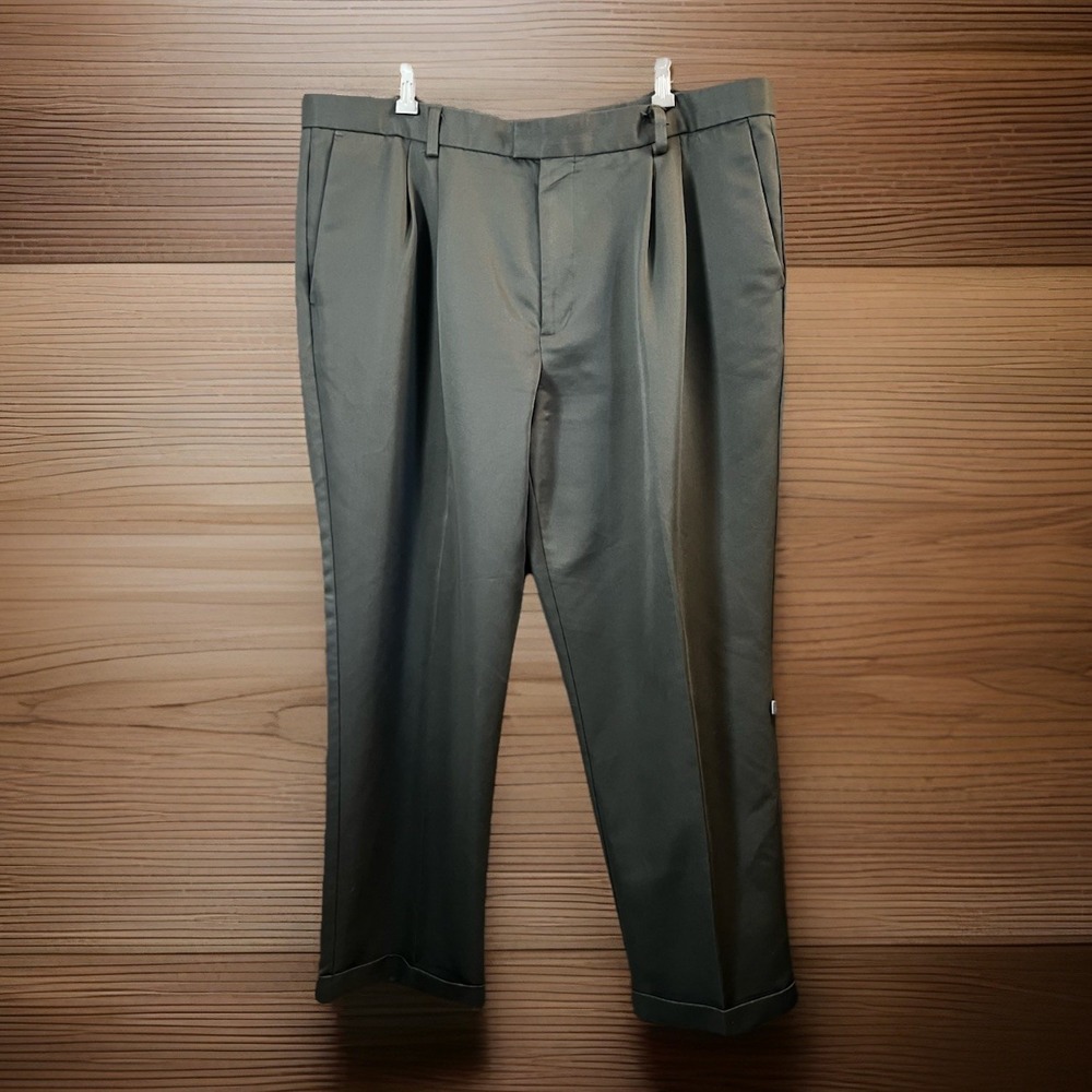 Dockers Recode Mens Pants 42x30 Olive Green Pleated Casual Chino Retro 90's Cuff